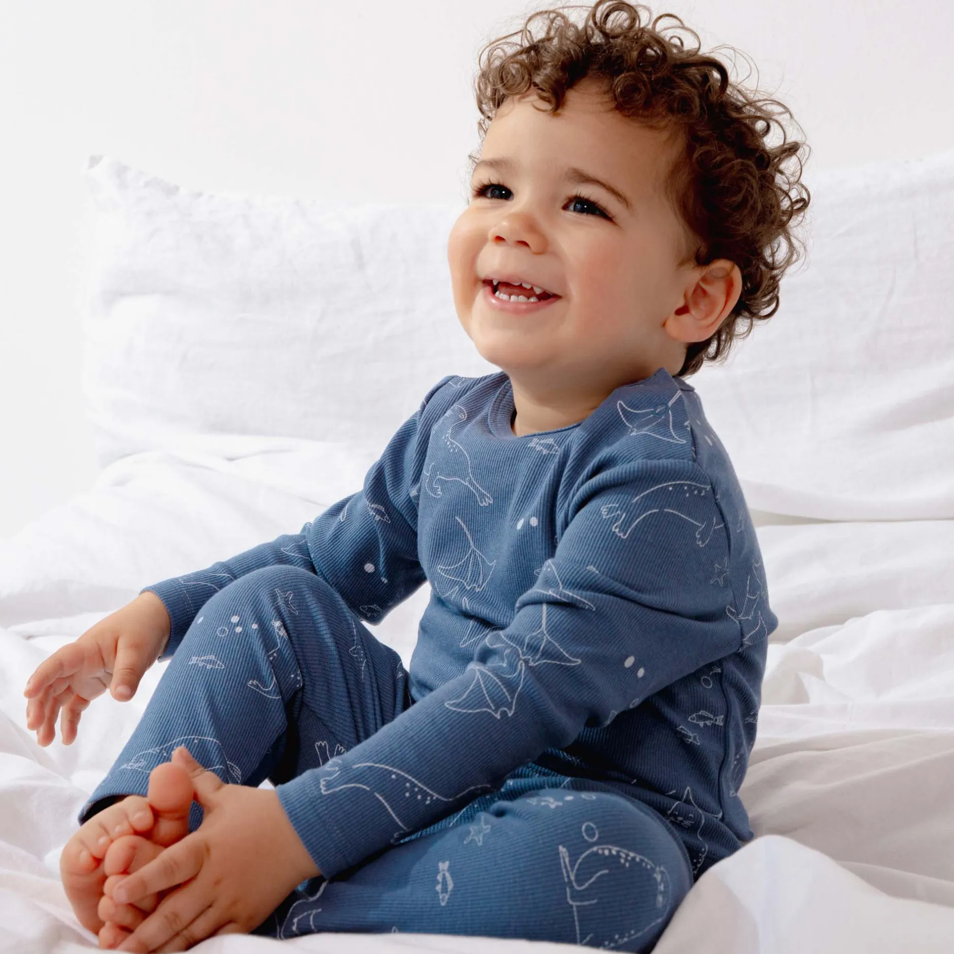 Pyjama's|Pyjama's*Prénatal peuter pyjama zeehond rib blauw Steel Blue