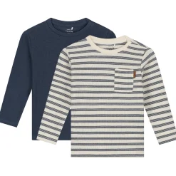Shirts & Blouses|Shirts & Blouses*Prénatal peuter shirt 2 stuks lange mouwen strepen blauw Dark Bluegrey