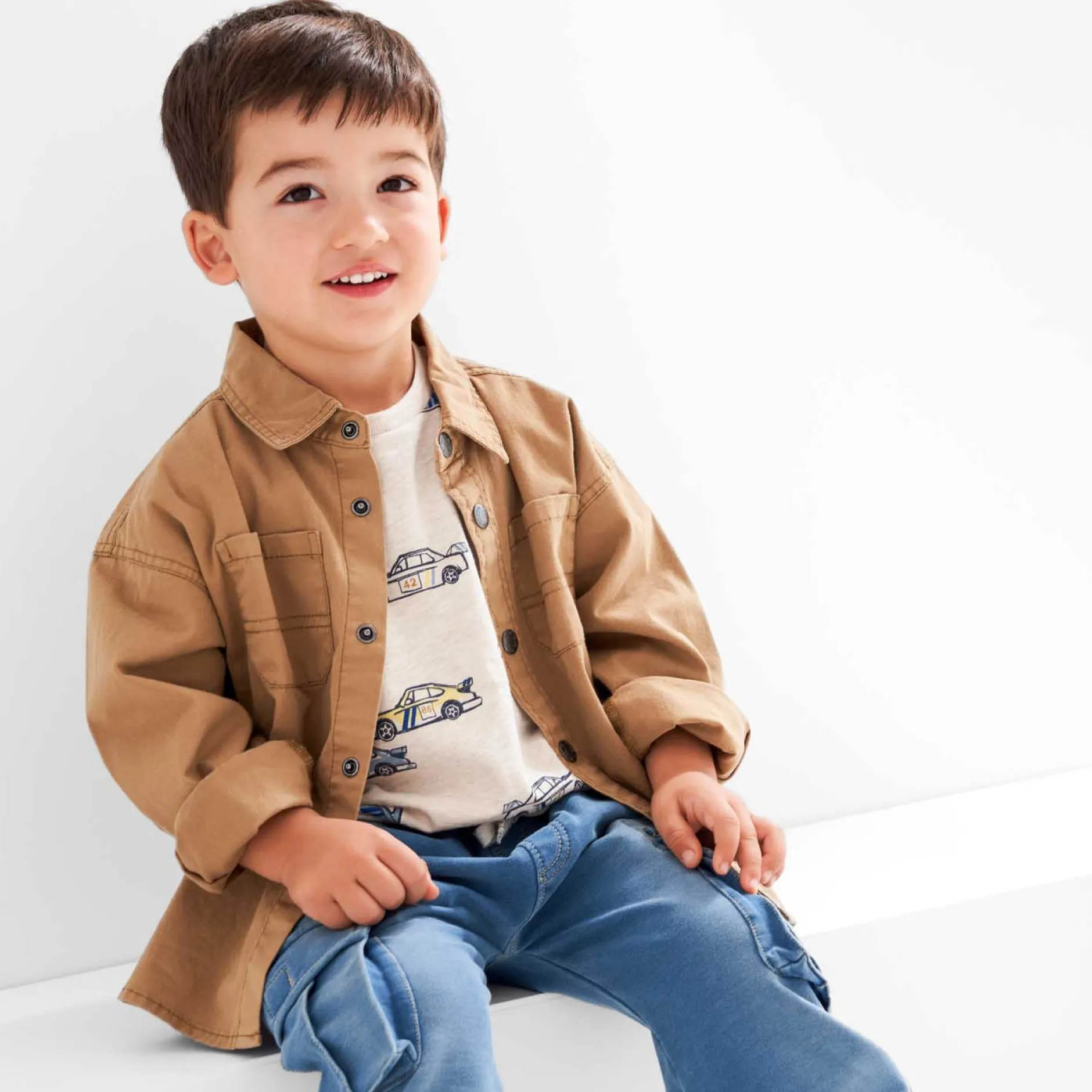 Shirts & Blouses|Shirts & Blouses*Prénatal peuter shirt korte mouwen all over print multi Soft Brown Melange