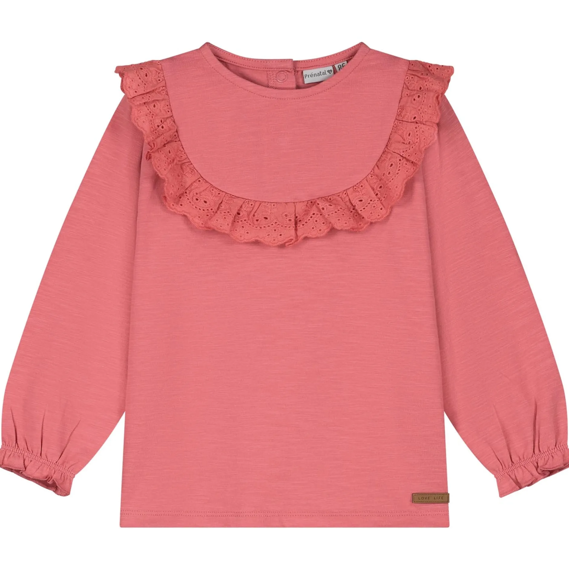 Shirts & Blouses|Shirts & Blouses*Prénatal peuter shirt lange mouwen effen roze Dark Coral Red
