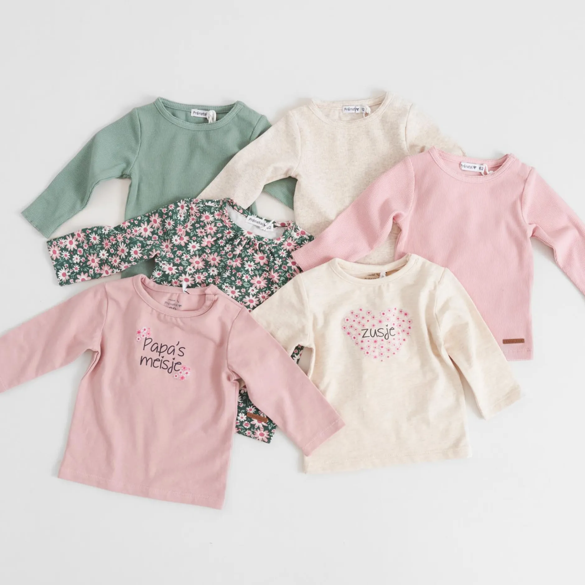 Shirts & Blouses|Shirts & Blouses*Prénatal peuter shirt lange mouwen effen groen Dark Mint Green