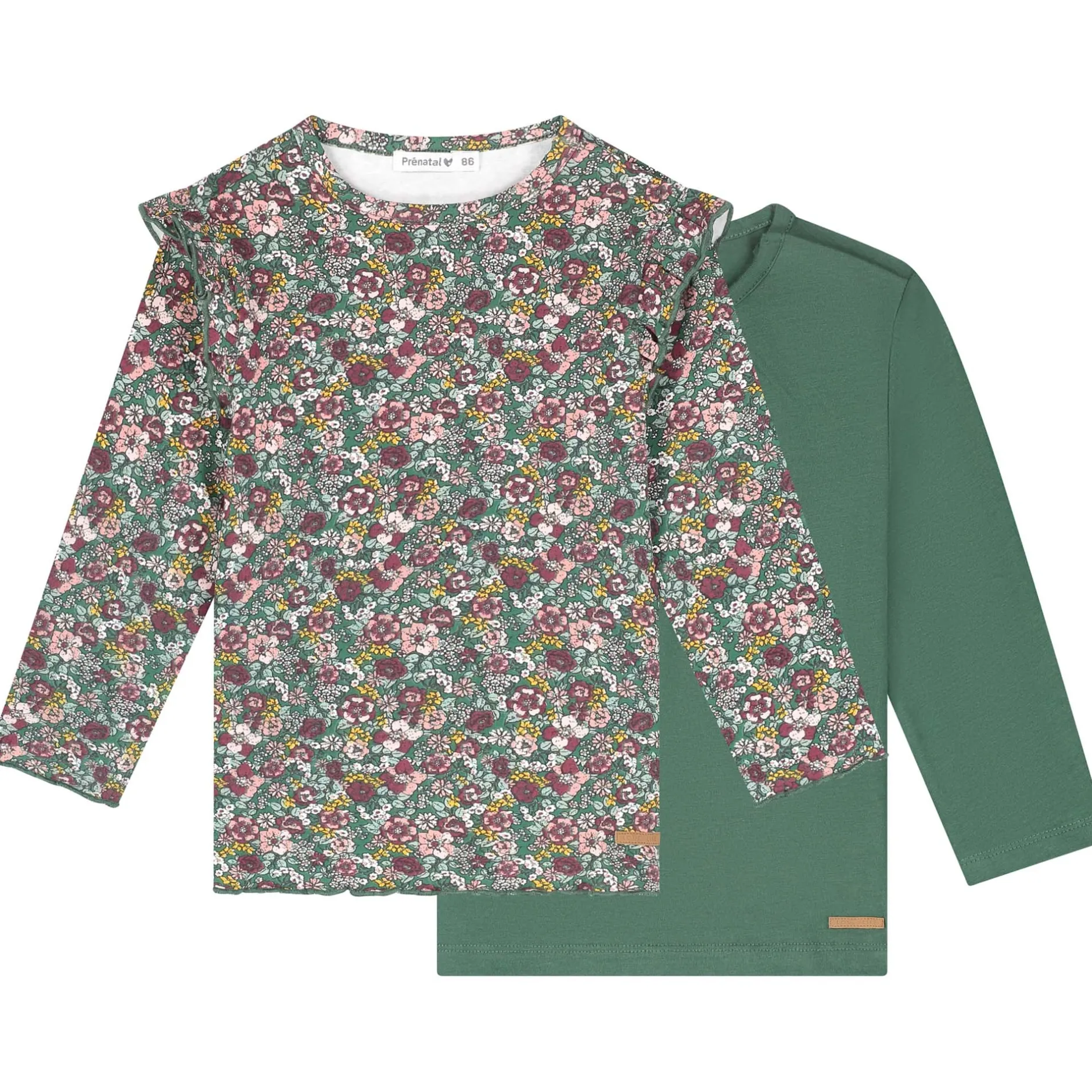 Shirts & Blouses|Shirts & Blouses*Prénatal peuter shirts 2 stuks lange mouwen groen Dark Bottle Green