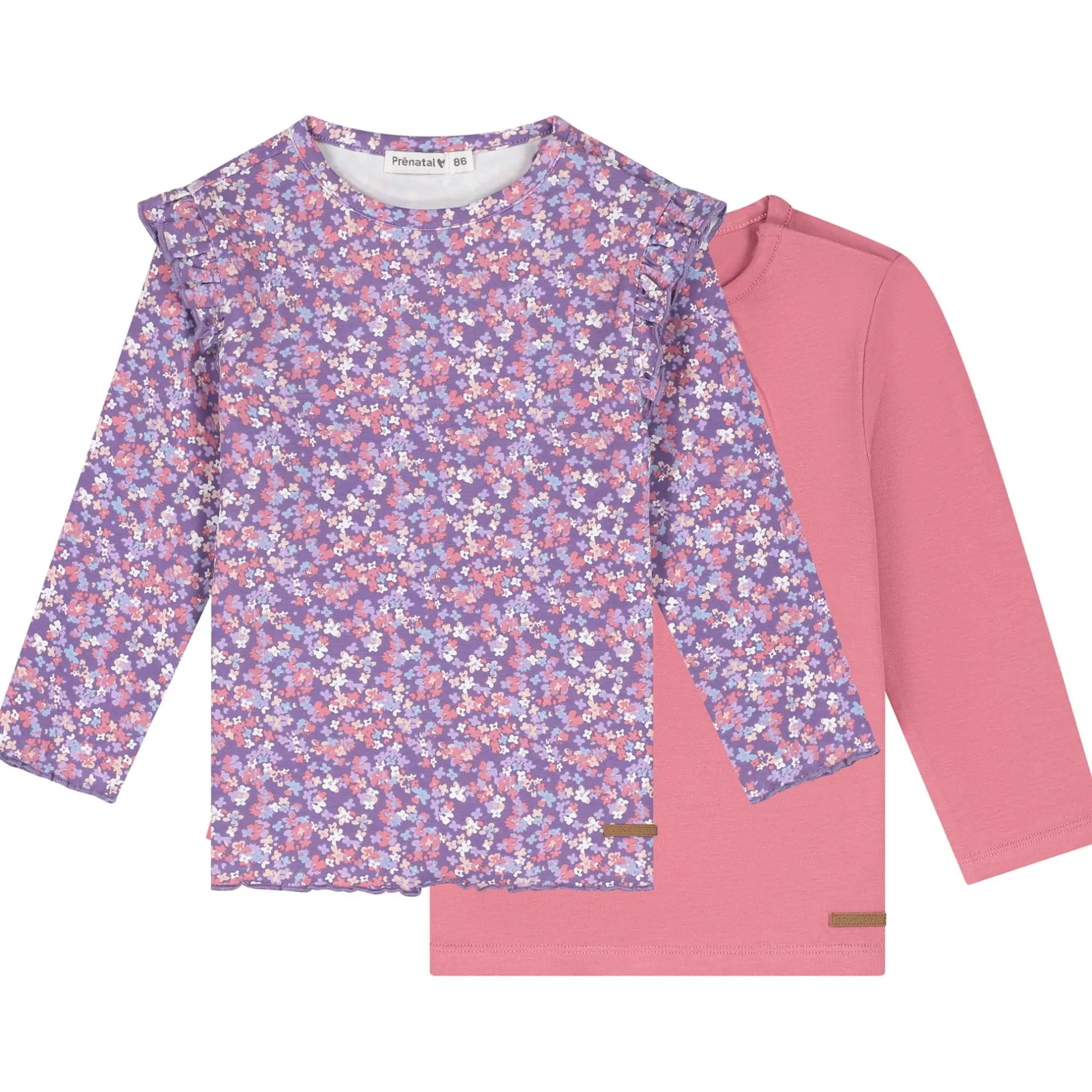 Shirts & Blouses|Shirts & Blouses*Prénatal peuter shirts 2 stuks lange mouwen roze Dark Fuchsiared