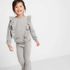 Truien & Vesten|Shirts & Blouses*Prénatal peuter sweater glitter lange mouwen melee grijs Light Stone Melange