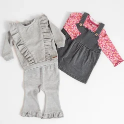 Truien & Vesten|Shirts & Blouses*Prénatal peuter sweater glitter lange mouwen melee grijs Light Stone Melange
