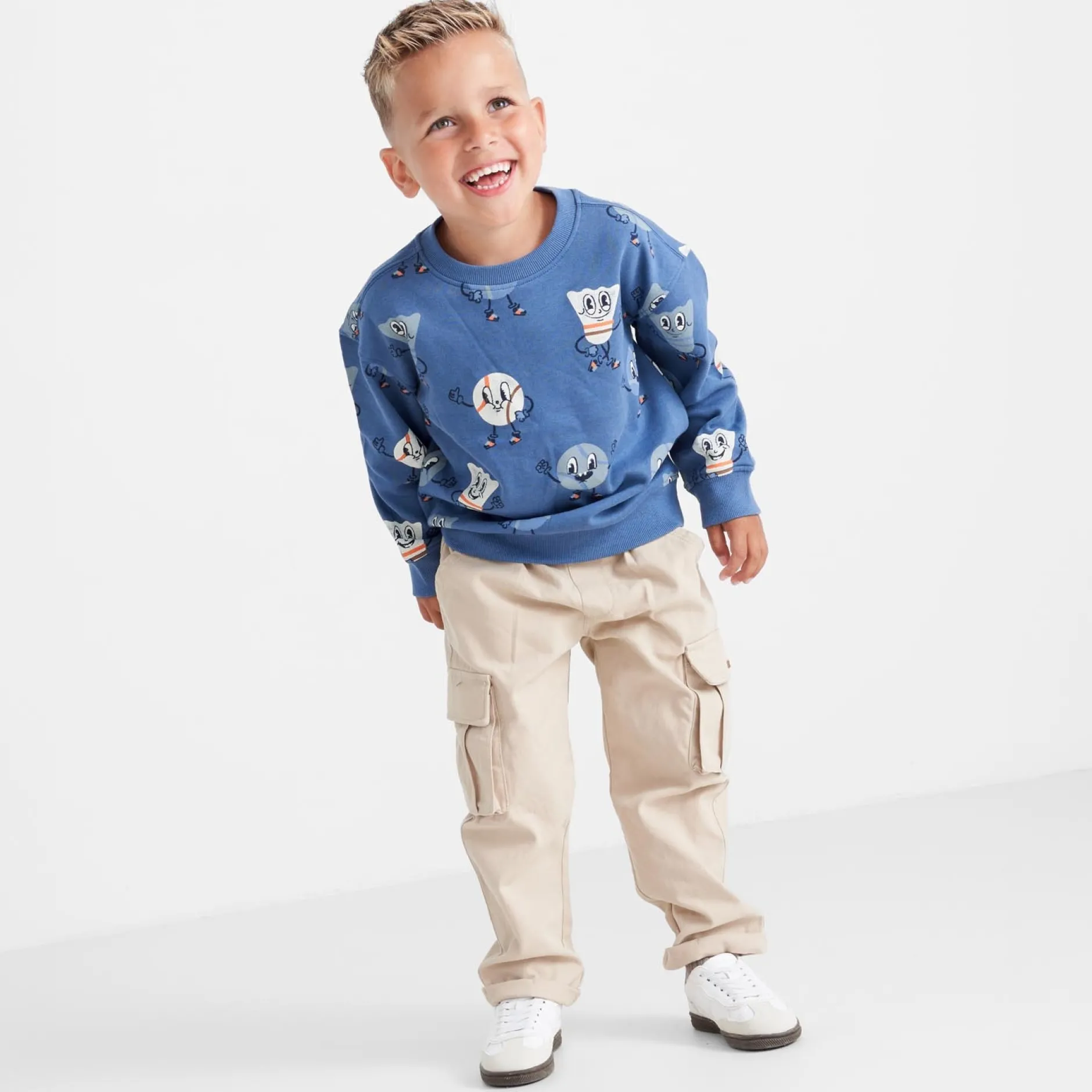 Truien & Vesten|Truien & Sweaters*Prénatal peuter sweater lange mouwen all over print blauw Royal Blue