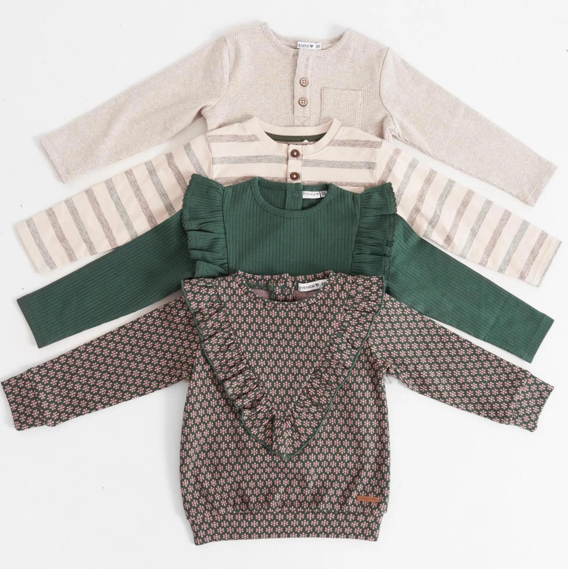 Truien & Vesten|Shirts & Blouses*Prénatal peuter sweater lange mouwen all over print multi Dark Bottle Green