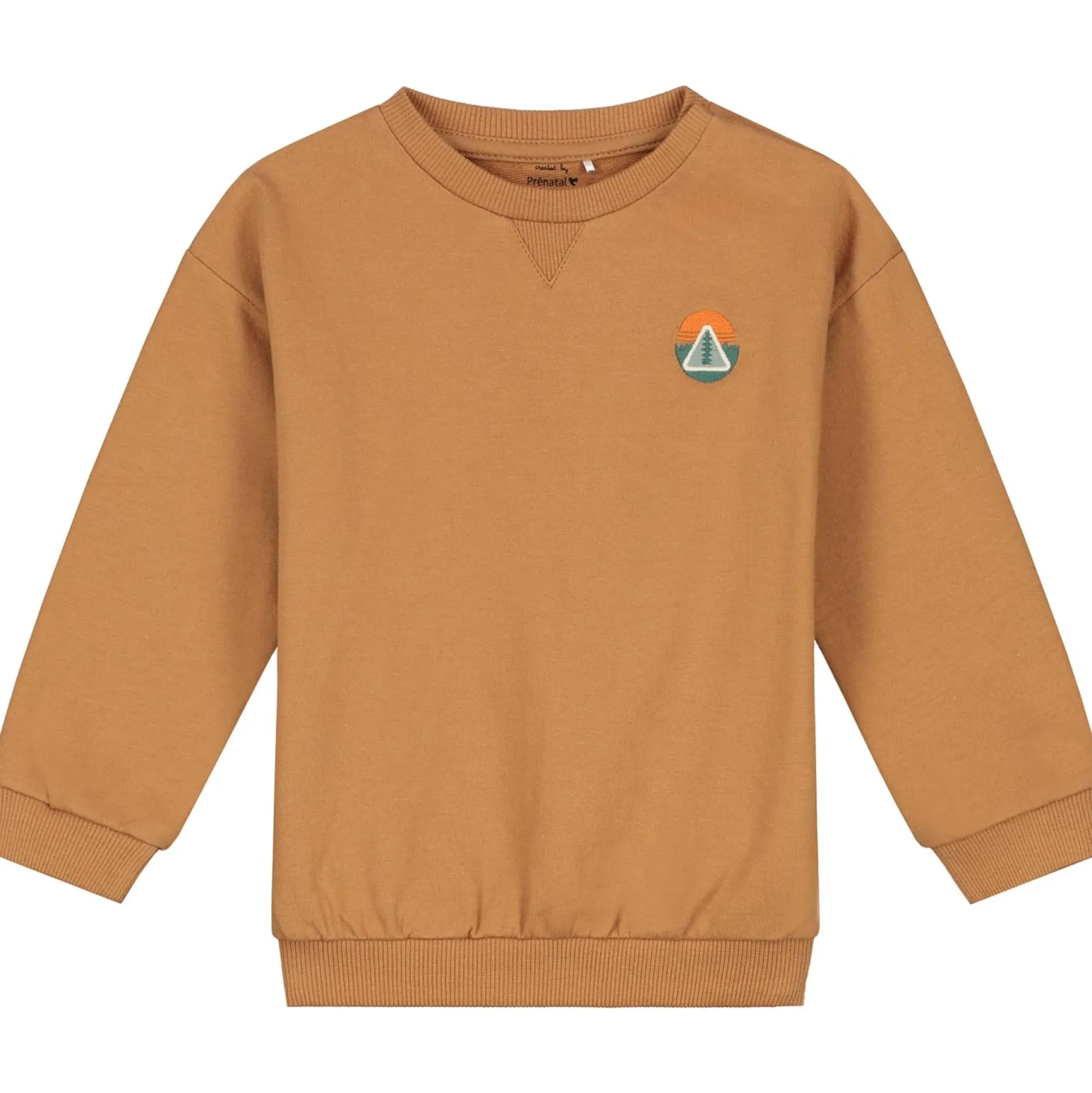Truien & Vesten|Truien & Sweaters*Prénatal peuter sweater lange mouwen logo bruin Dark Yellow Brown