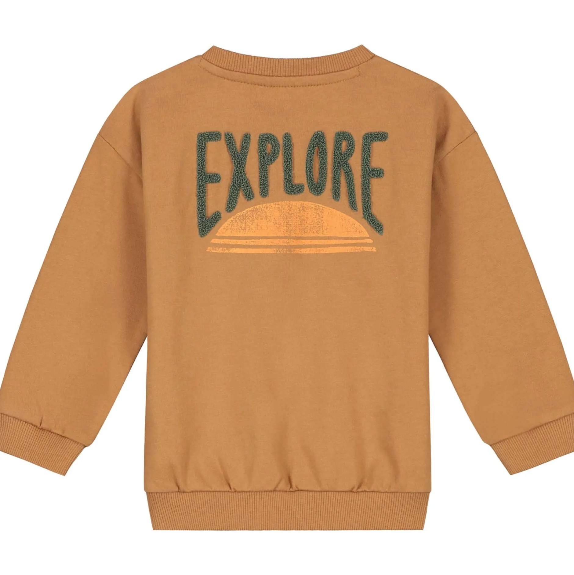 Truien & Vesten|Truien & Sweaters*Prénatal peuter sweater lange mouwen logo bruin Dark Yellow Brown