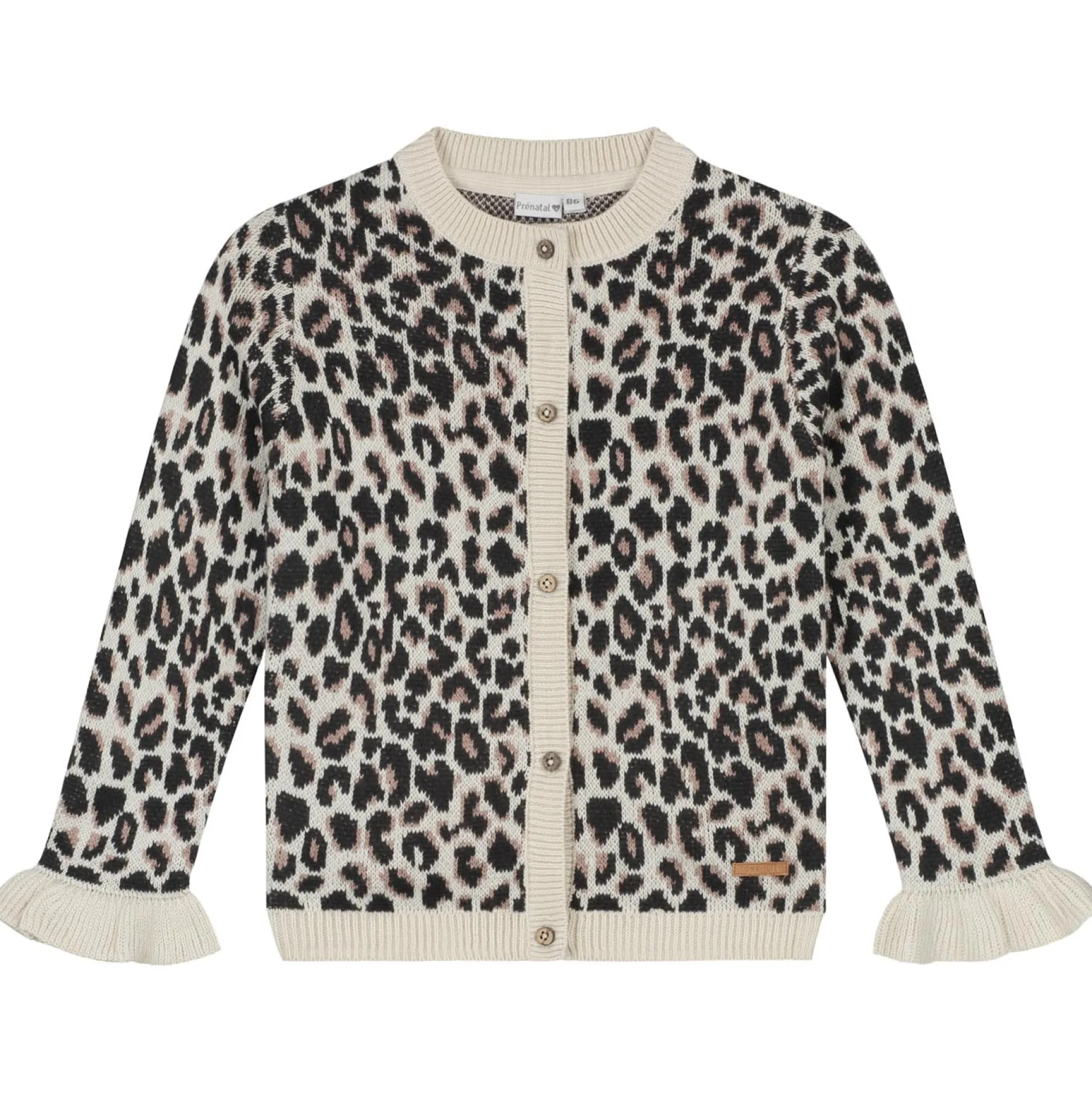 Truien & Vesten|Vesten*Prénatal peuter vest lange mouwen panterprint beige Almond