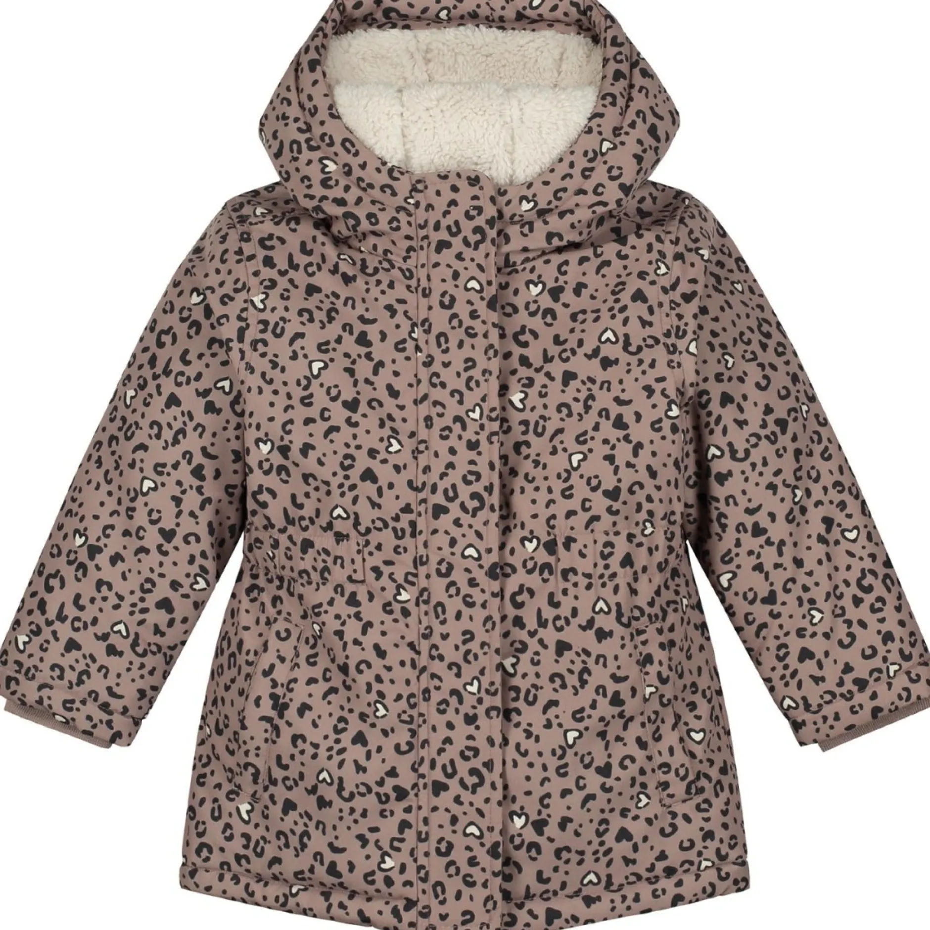Jassen|Jassen*Prénatal peuter winterjas lange mouwen panterprint taupe Clay