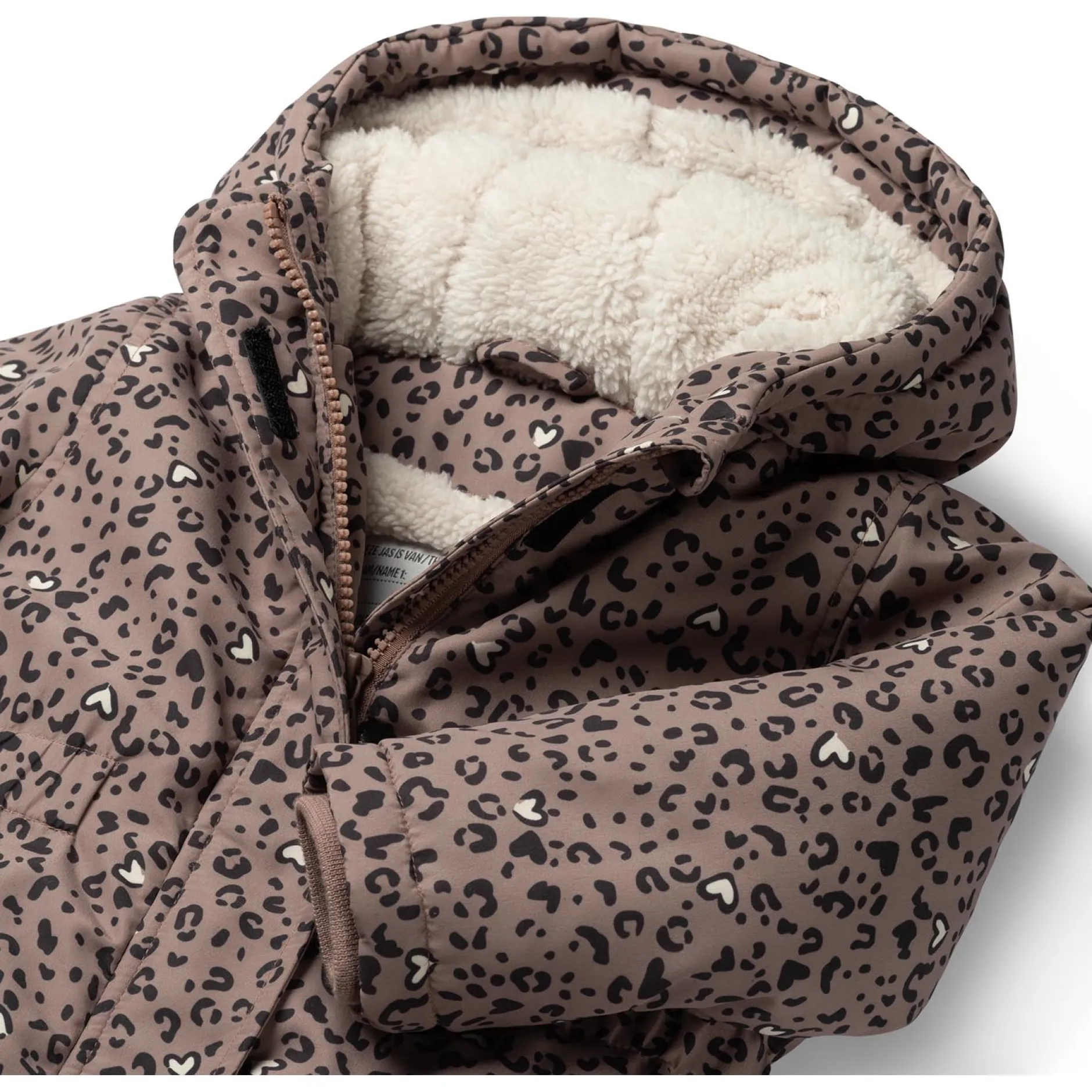 Jassen|Jassen*Prénatal peuter winterjas lange mouwen panterprint taupe Clay
