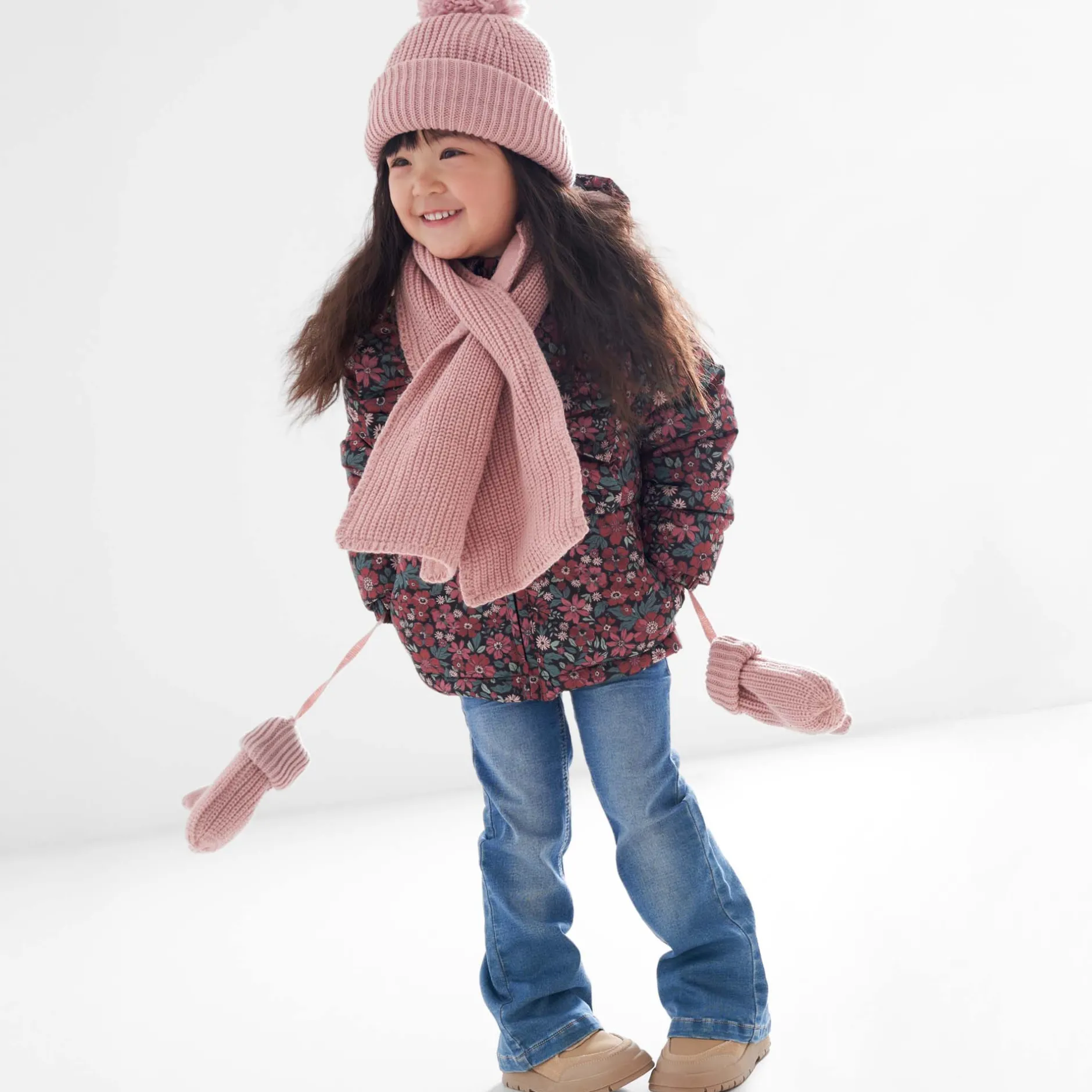Jassen|Jassen*Prénatal peuter winterjas lange mouwen bloemen zwart Night Black