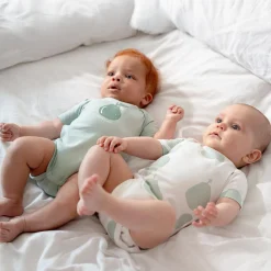 Rompers|Rompers*Prénatal romper 2 stuks korte mouwen printopdruk mint Ivoor Wit