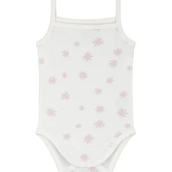 Rompers|Rompers*Prénatal romper 2 stuks spaghettibandjes bloemen paars Ivoor Wit