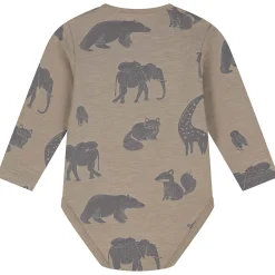 Rompers|Rompers*Prénatal romper afrika lange mouwen all over print bruin Mid Grey Taupe