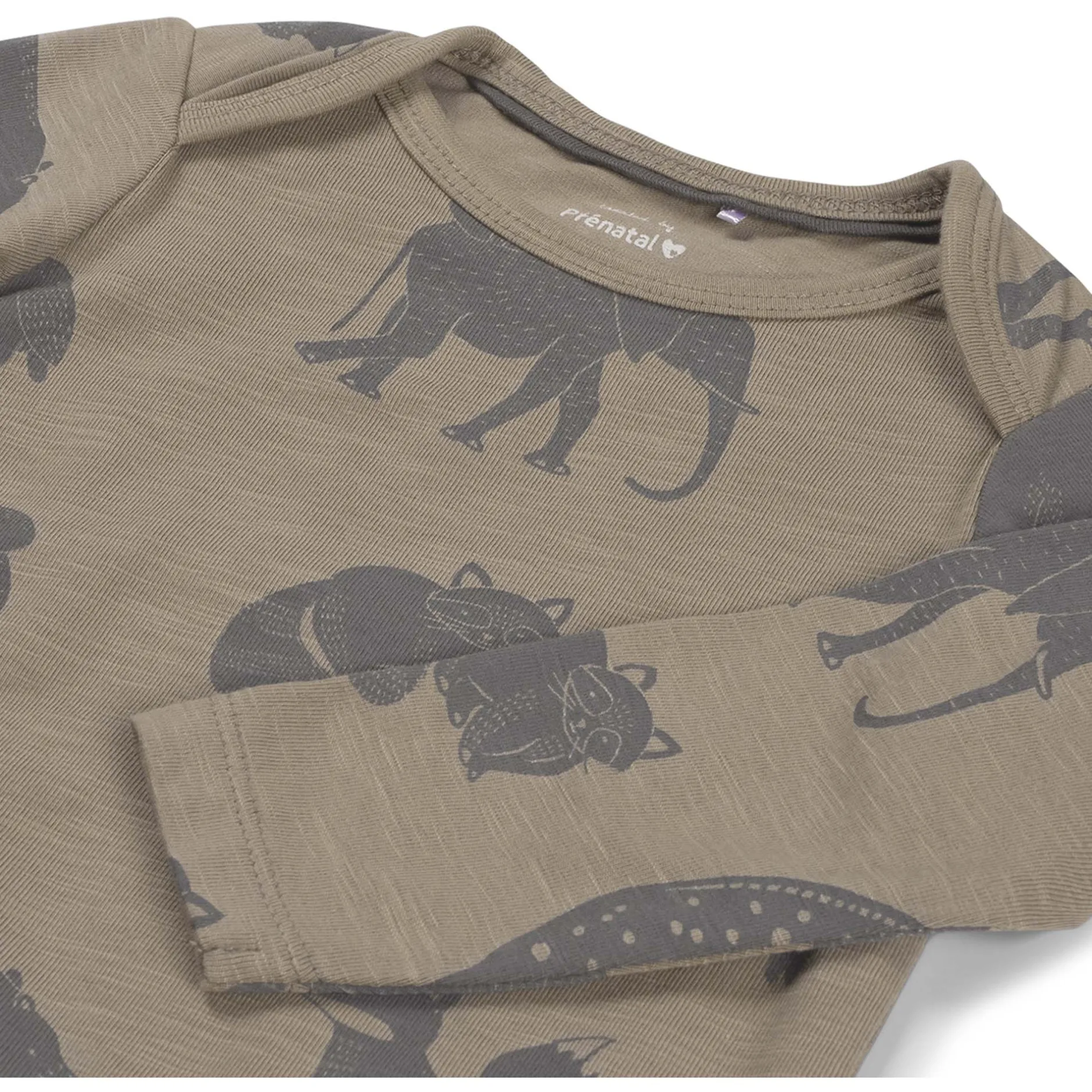 Rompers|Rompers*Prénatal romper afrika lange mouwen all over print bruin Mid Grey Taupe