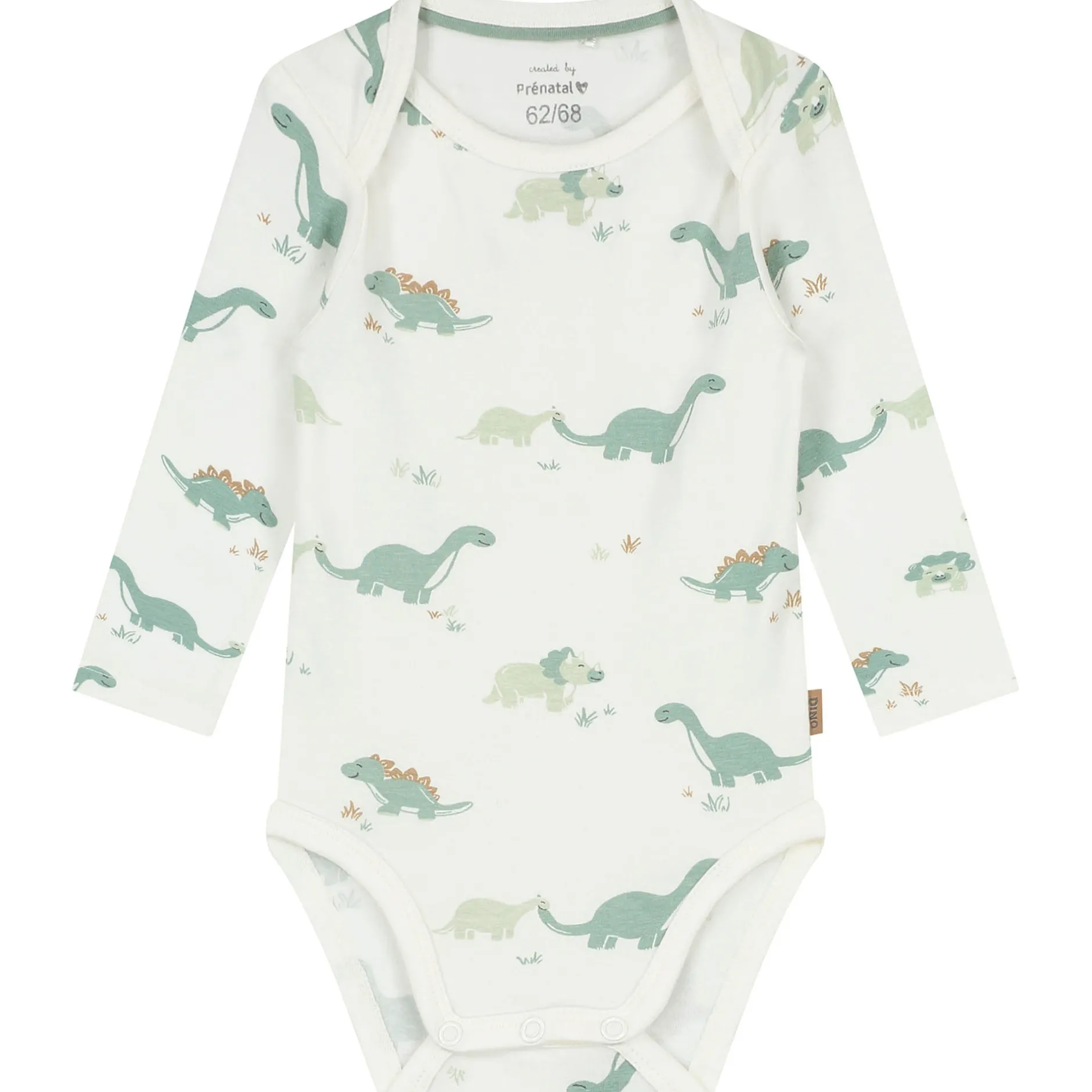 Rompers|Rompers*Prénatal romper Dino lange mouwen dierenprint wit Ivory White