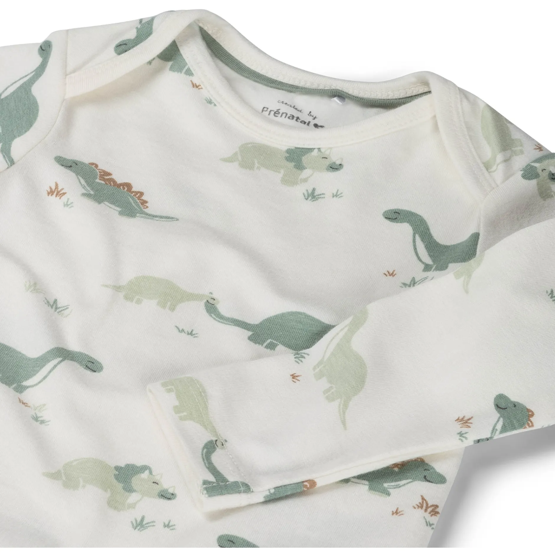 Rompers|Rompers*Prénatal romper Dino lange mouwen dierenprint wit Ivory White