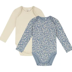 Rompers|Rompers*Prénatal romper flower 2 stuks lange mouwen bloemen blauw Blue