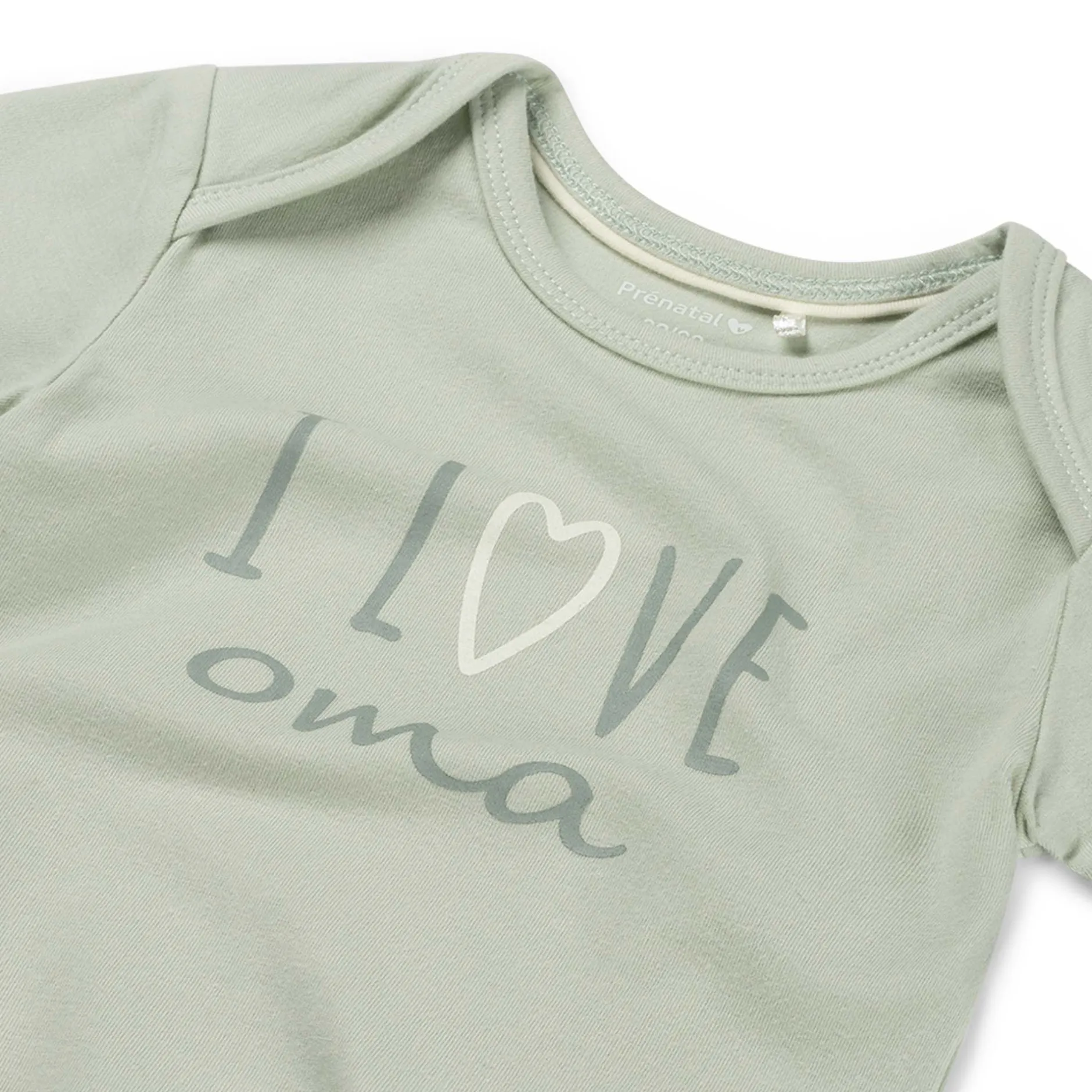 Kraamcadeaus|Rompers*Prénatal romper i love oma korte mouwen tekst groen Green