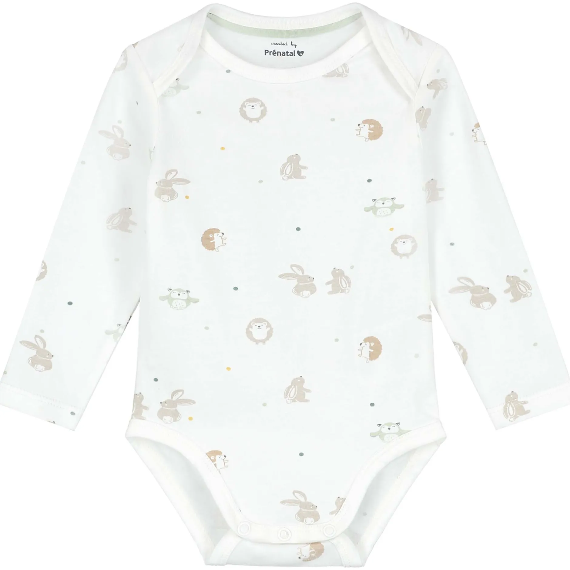 Rompers|Rompers*Prénatal romper Kleine Vriendjes lange mouwen all over print wit Ivory White