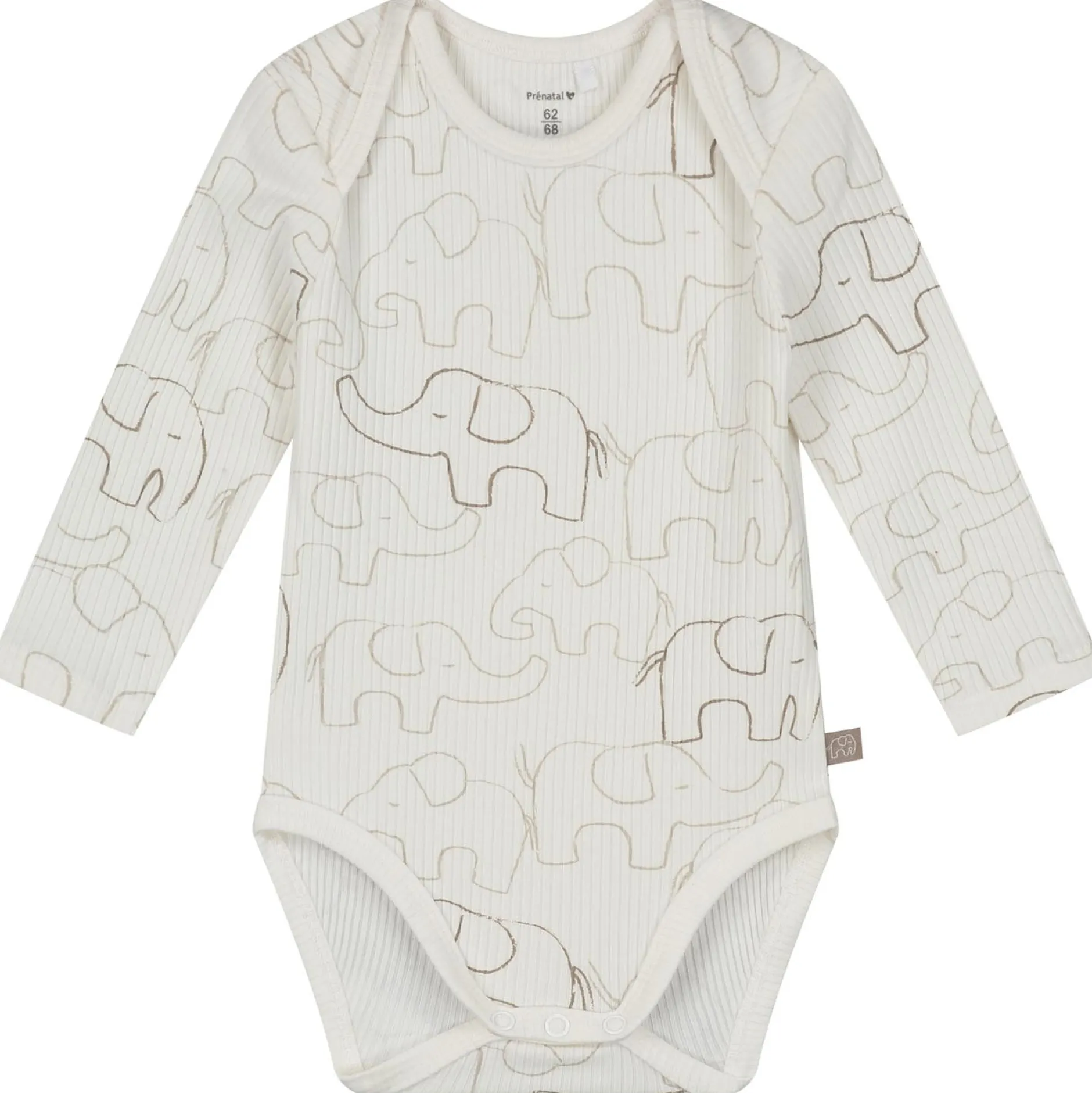 Boxen|Rompers*Prénatal romper otis rib lange mouwen all over print wit Ivory White