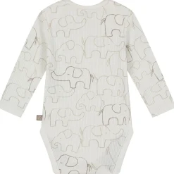 Boxen|Rompers*Prénatal romper otis rib lange mouwen all over print wit Ivory White