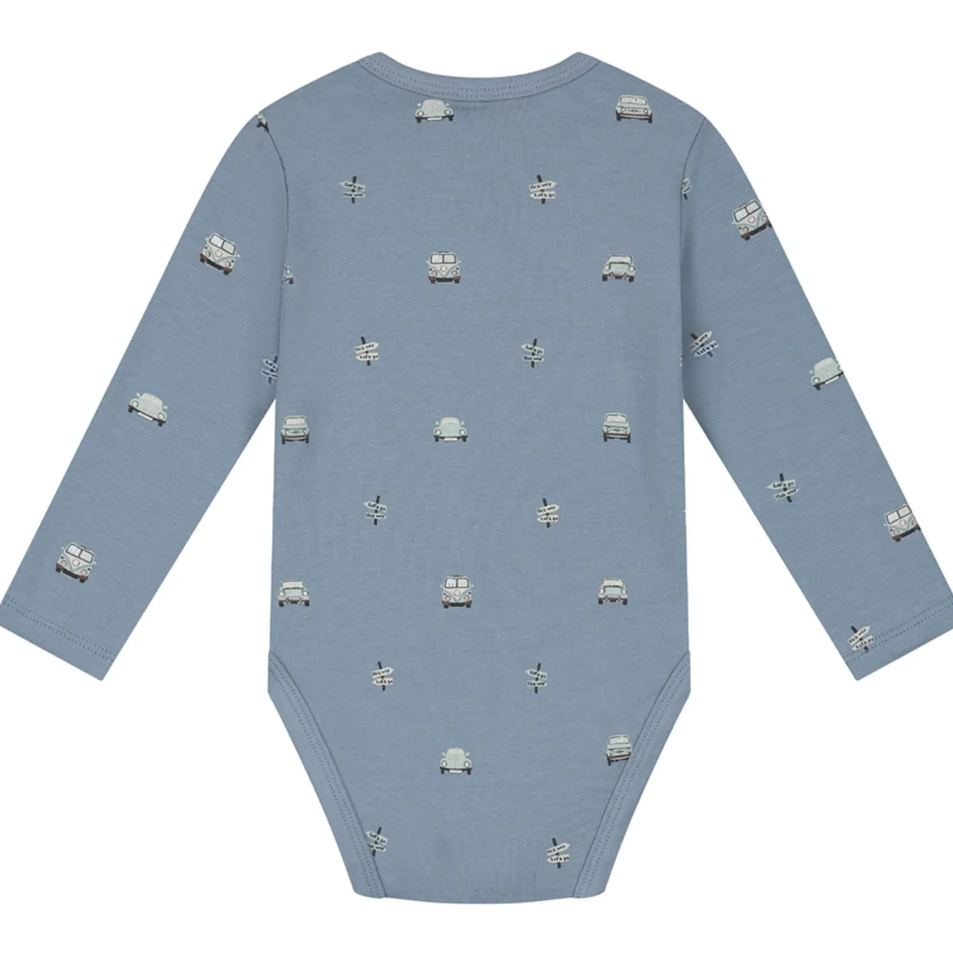 Rompers|Rompers*Prénatal romper retro auto 2 stuks lange mouwen all over print blauw Blue