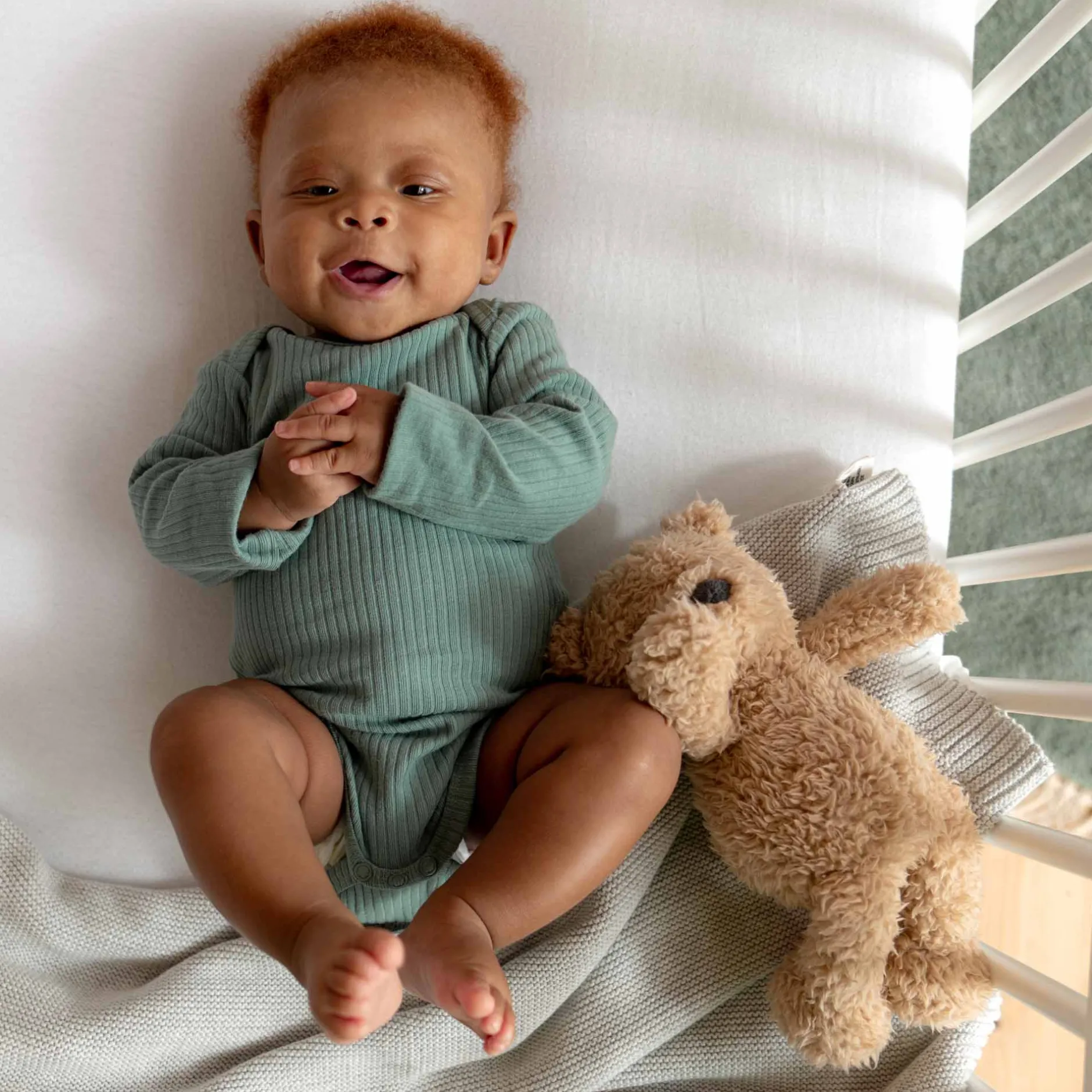 Rompers|Rompers*Prénatal romper rib lange mouwen effen groen Midgreen