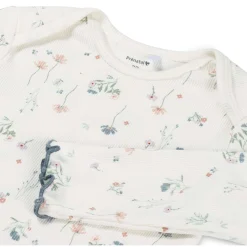 Rompers|Rompers*Prénatal romper romantische rib lange mouwen bloemen wit Ivory White