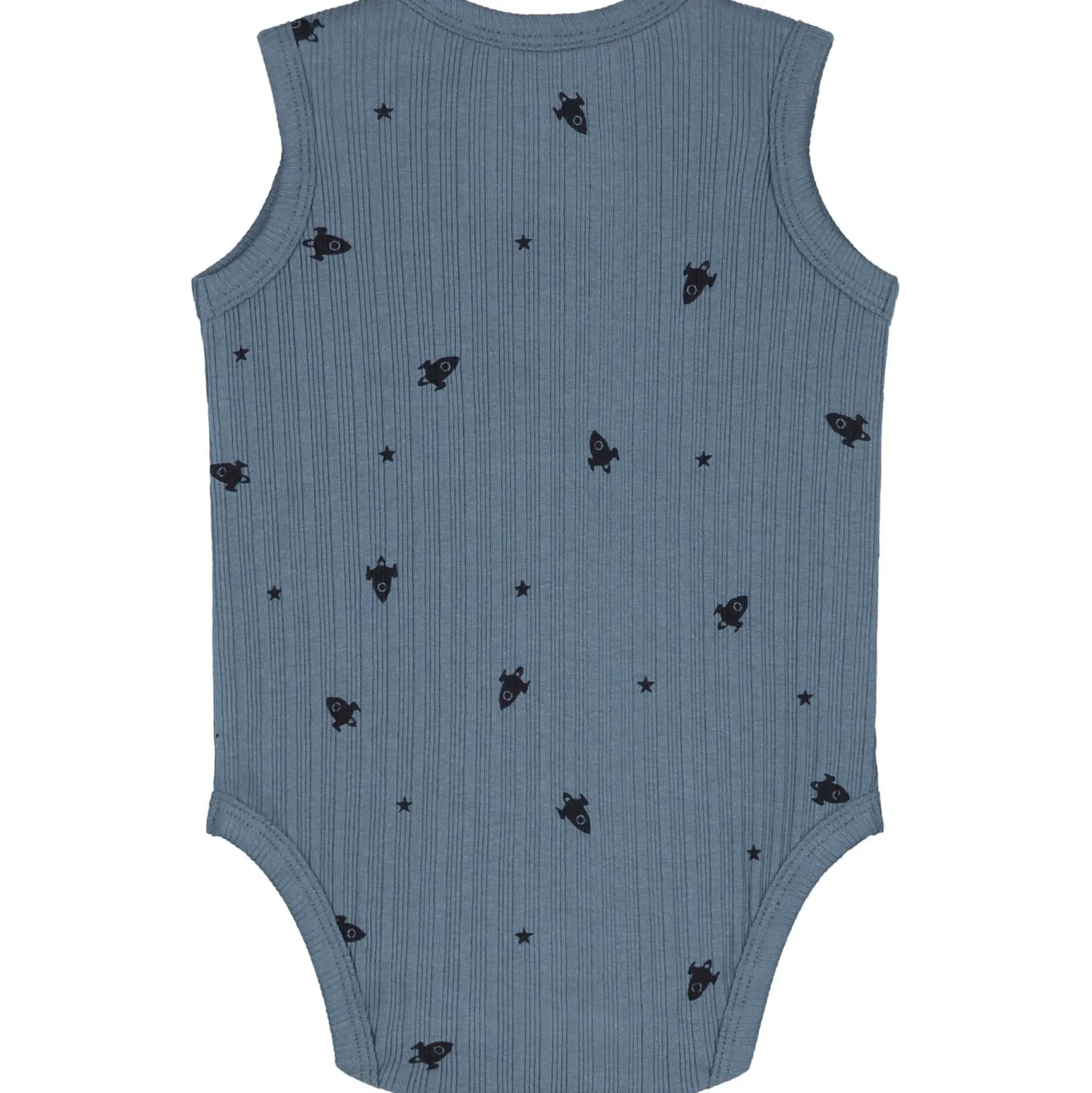 Rompers|Rompers*Prénatal romper ruimte rib mouwloos all over print blauw Steel Blue