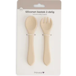Kinderbestek*Prénatal siliconen bestek 2-delig beige