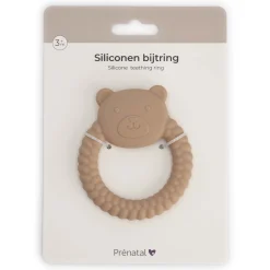 Feestartikelen|Kraamcadeaus*Prénatal siliconen bijtring beer bruin
