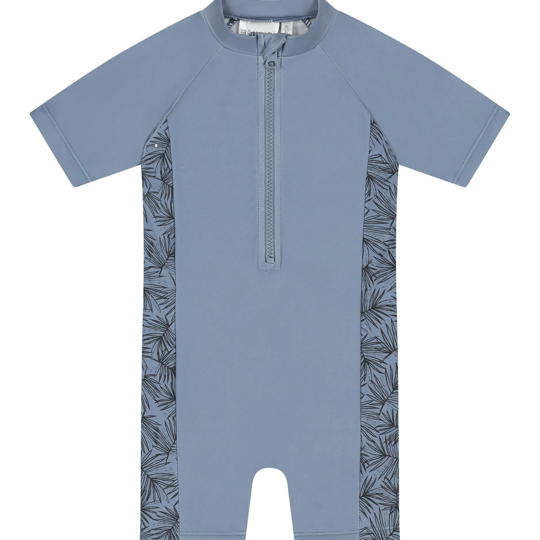 Zwembroeken|Zwemkleding*Prénatal UV zwempak bladeren korte mouwen bladeren blauw Dark Milky Blue