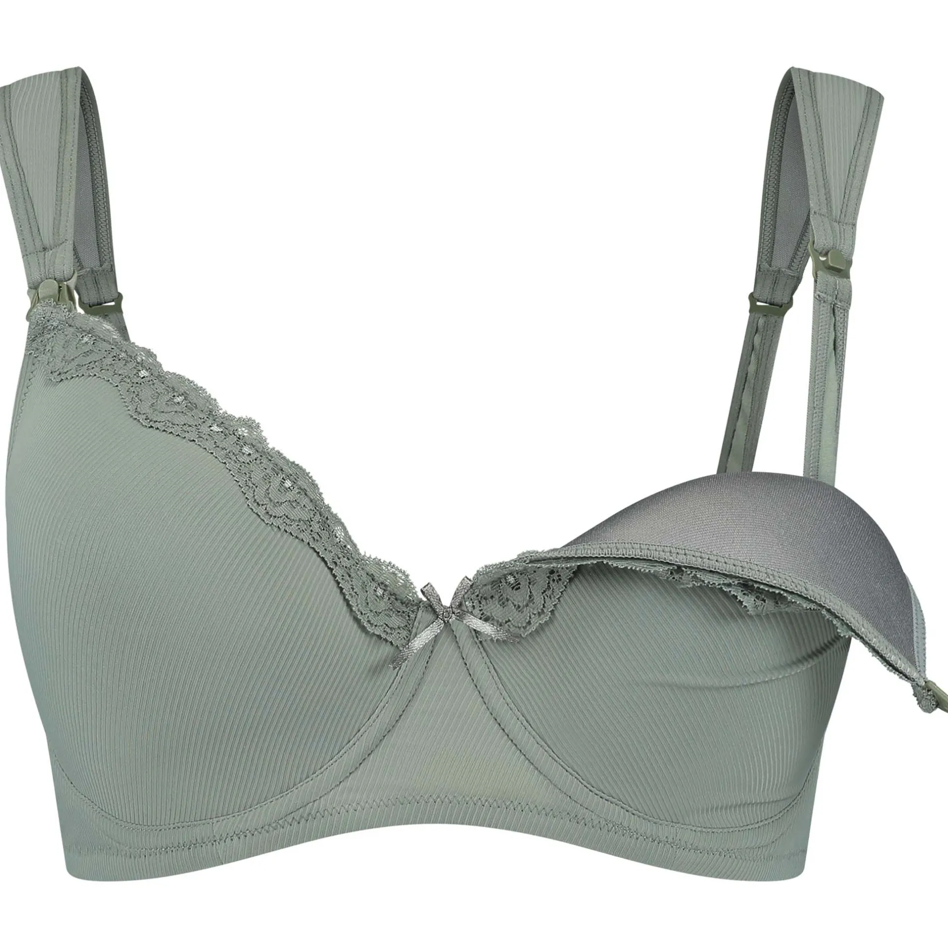 Borstkolven|Bh's*Prénatal voedingsbh rib effen groen Light Khaki Green