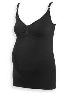 Voedingstops|Shirts & Tops*Prénatal voedingstop seamless spaghettibandjes zwart Black