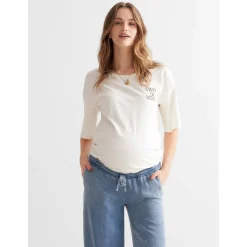 Broeken*Prénatal zwangerschapsbroek lang effen denim Light Blue Denim