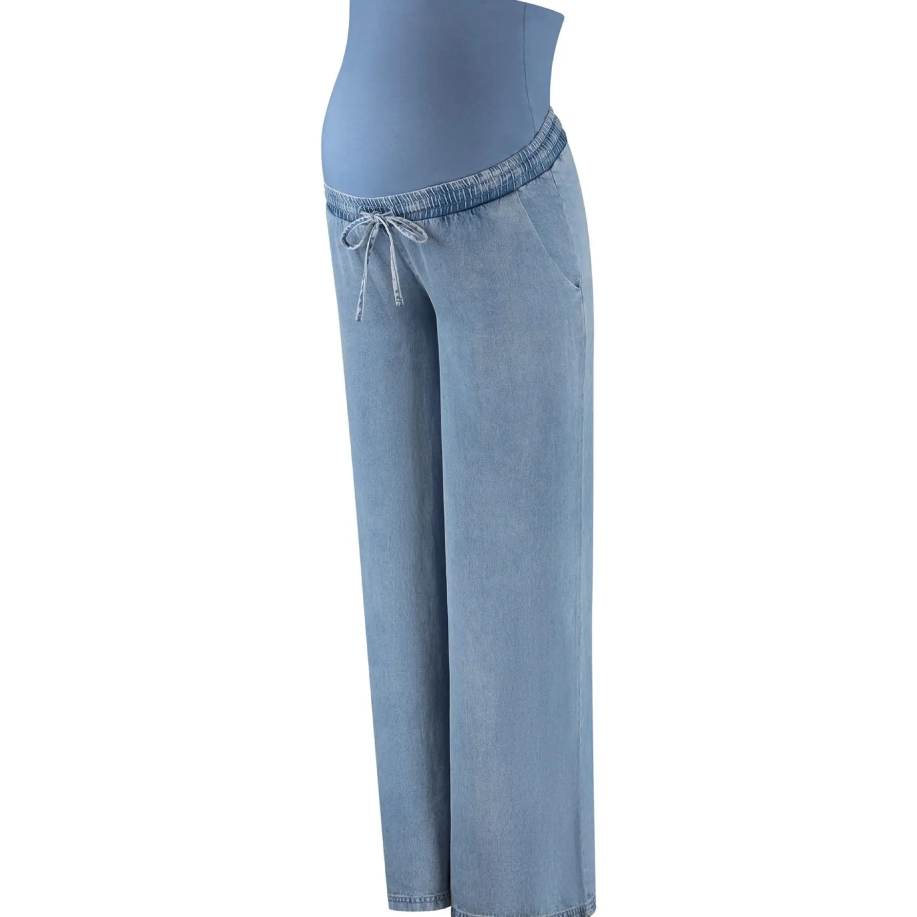 Broeken*Prénatal zwangerschapsbroek lang effen denim Light Blue Denim