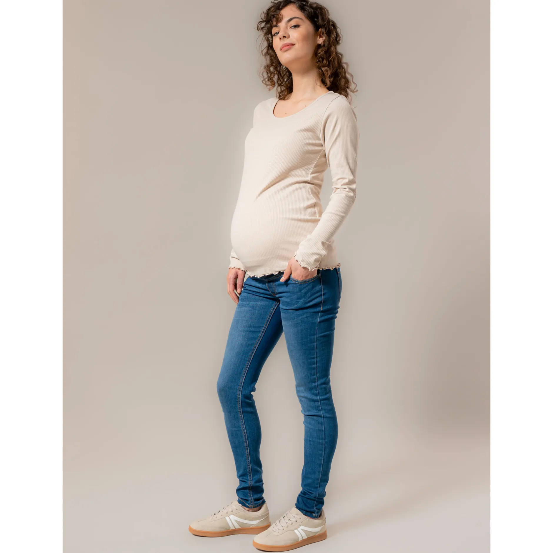 Basics|Jeans*Prénatal zwangerschapsjeans lang effen blauw Mid Blue Denim