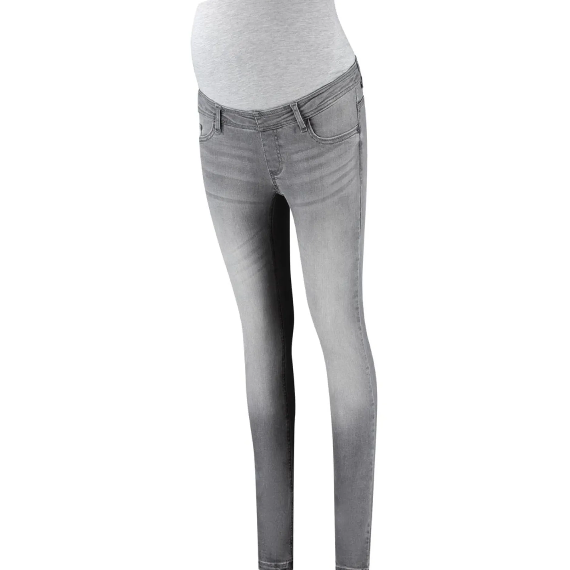 Jeans|Broeken*Prénatal zwangerschapsjeans lang effen grijs Mid Grey Denim