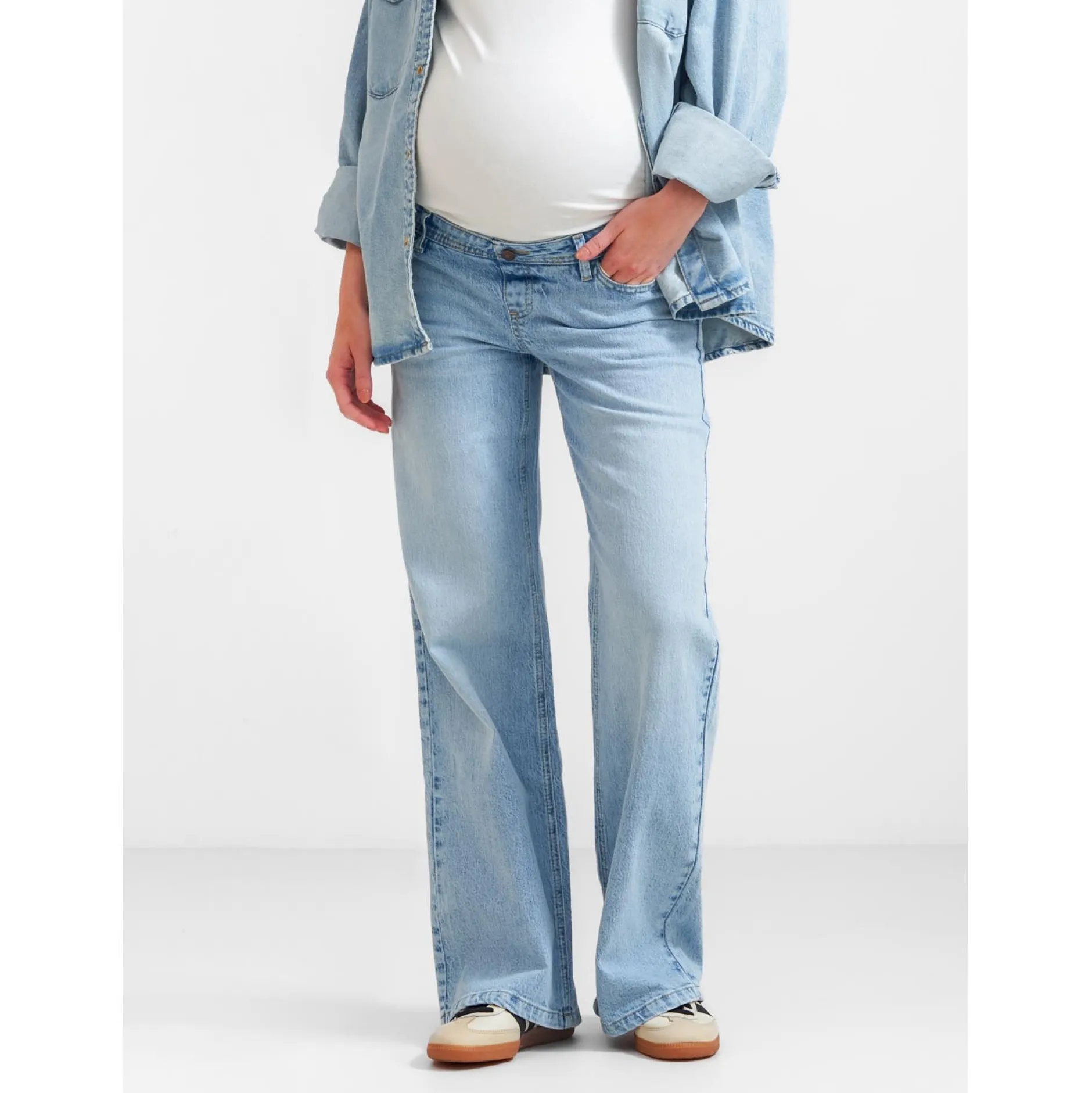 Basics|Broeken*Prénatal zwangerschapsjeans lang effen denim Mid Blue Denim
