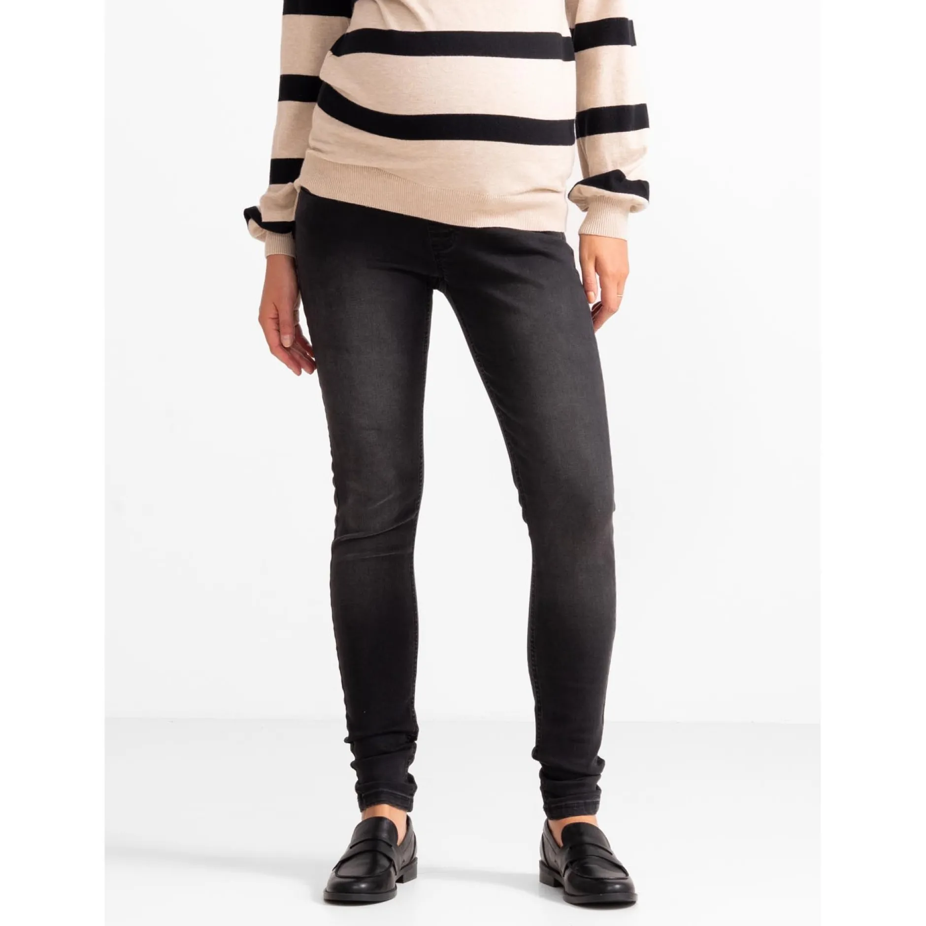 Basics|Jeans*Prénatal zwangerschapsjeans lang effen zwart Black Denim
