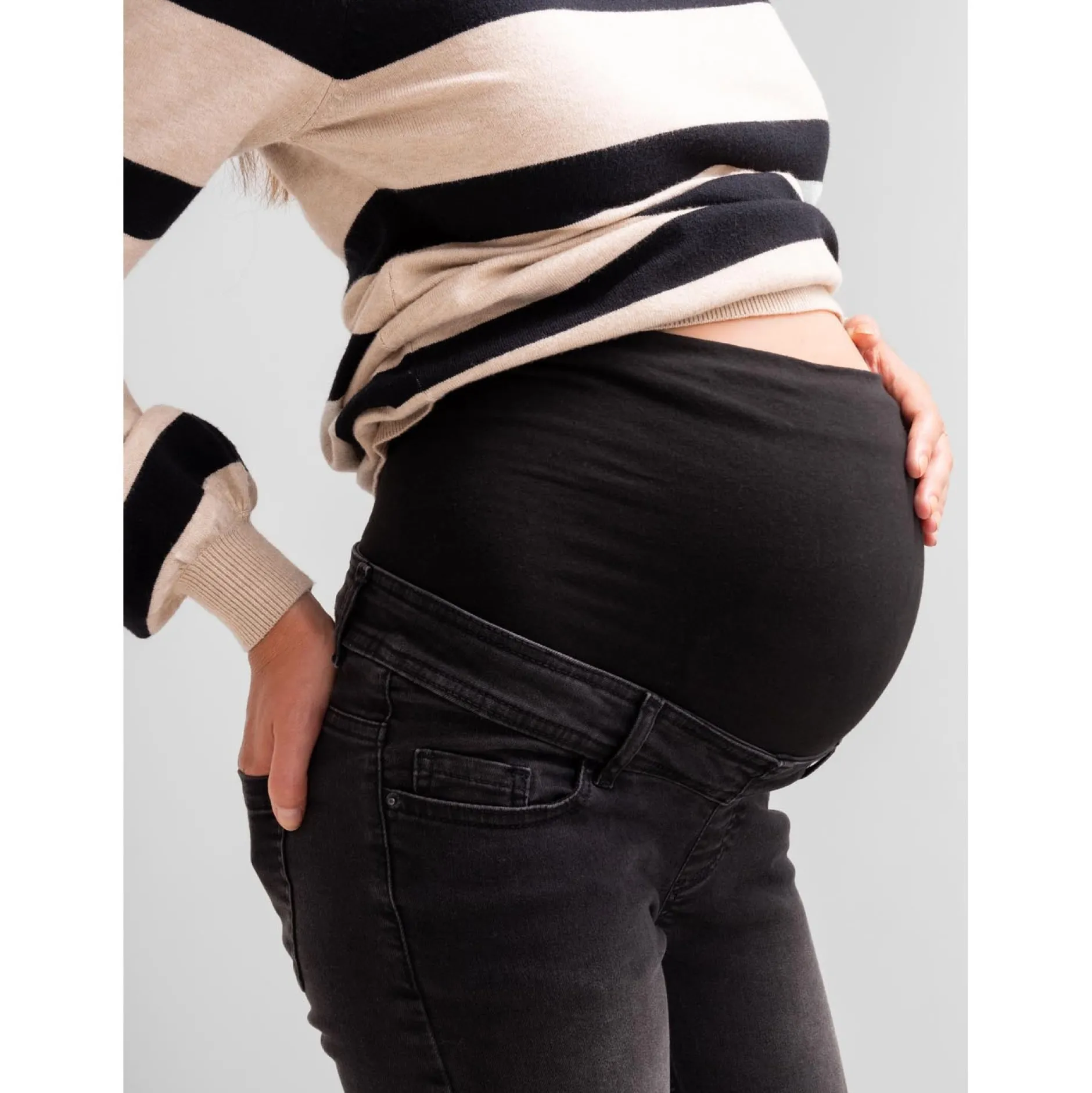 Basics|Jeans*Prénatal zwangerschapsjeans lang effen zwart Black Denim