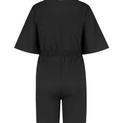 Voedingsjurken|Jurken & Rokken*Prénatal zwangerschapsjumpsuit korte mouwen effen zwart Black