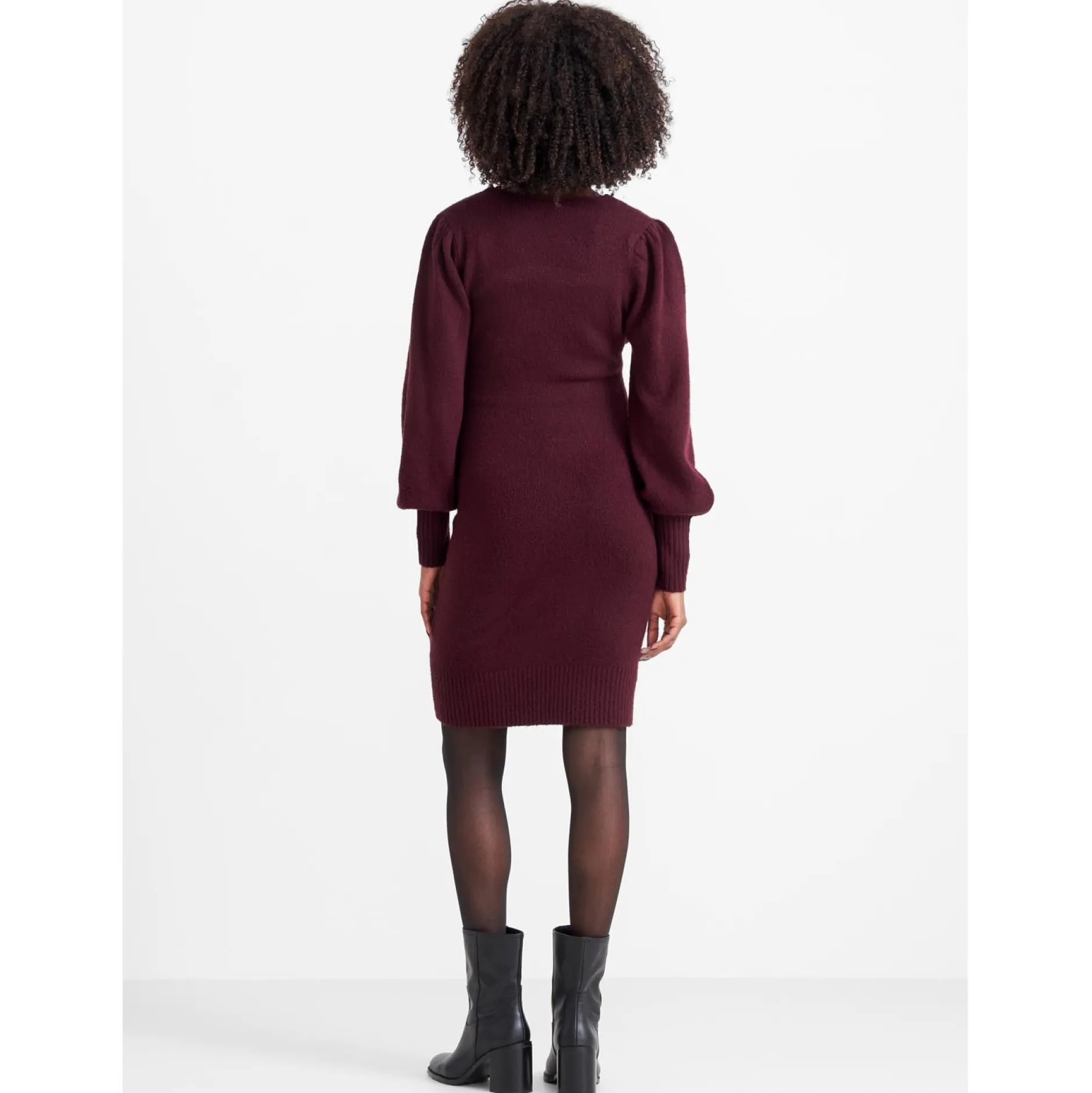 Jurken & Rokken*Prénatal zwangerschapsjurk lange mouwen effen rood Mid Red Melange