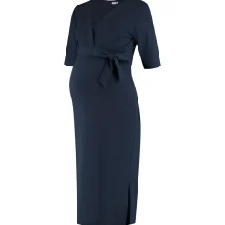Voedingsjurken|Basics*Prénatal zwangerschapsjurk korte mouwen effen blauw Dark Navy Blue