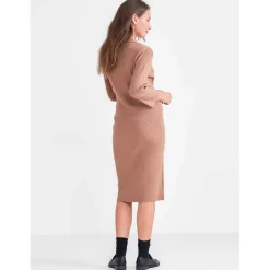 Jurken & Rokken*Prénatal zwangerschapsjurk driekwart mouwen  bruin Light Brown Melange