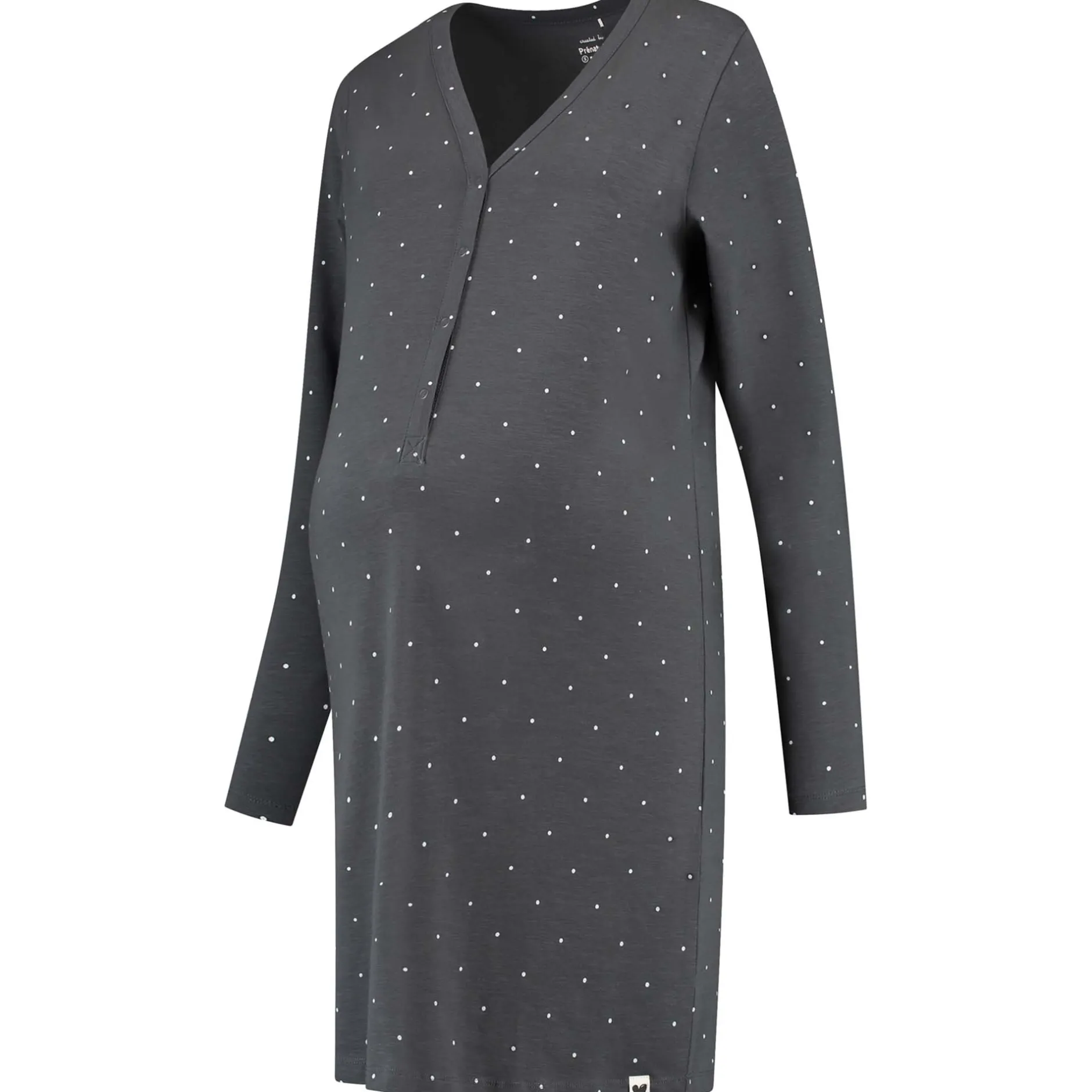 Pyjama's*Prénatal zwangerschapsnachtjapon lange mouwen all over print grijs Darkgrey