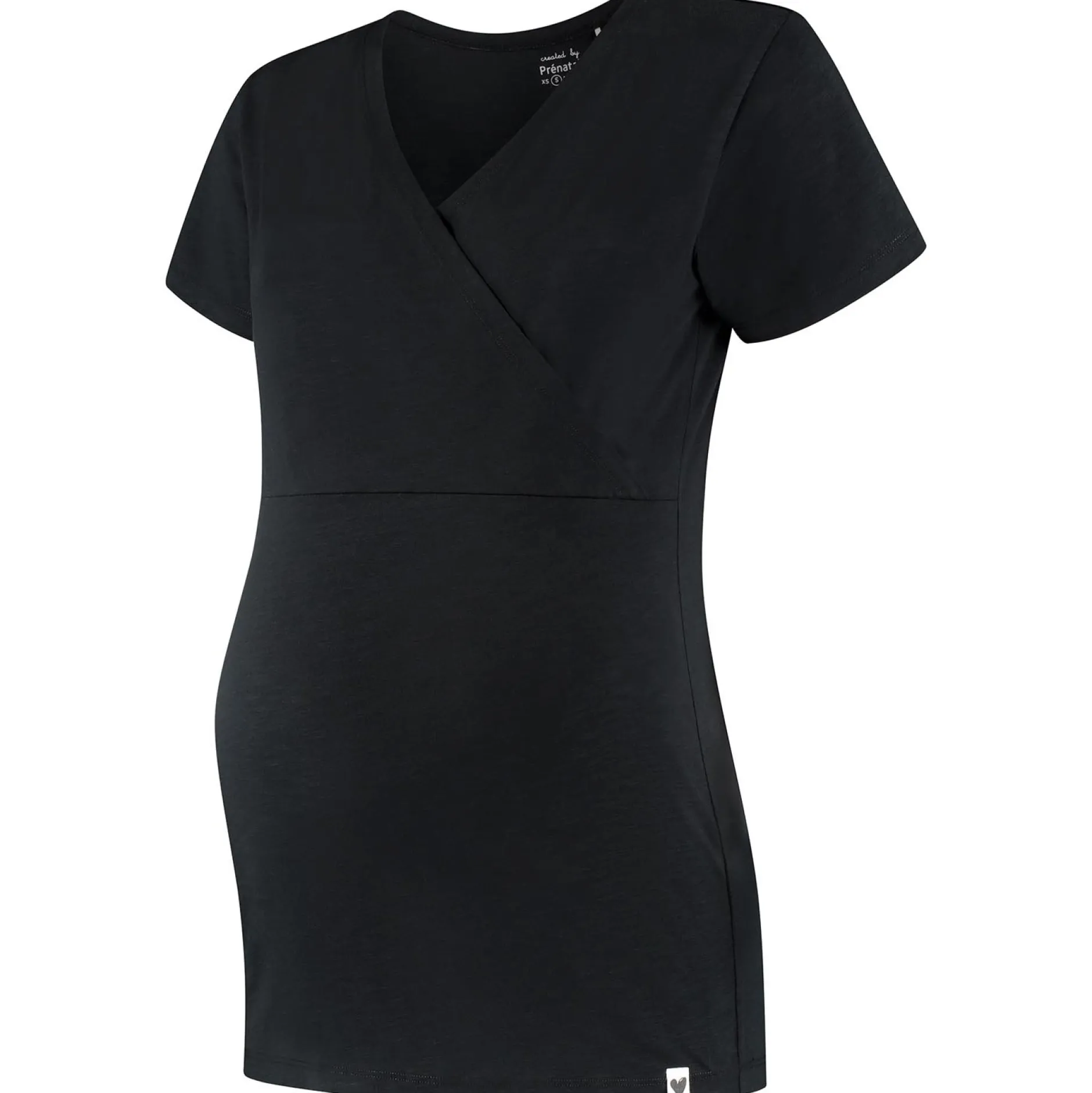 Pyjama's*Prénatal zwangerschapspyjama T-shirt korte mouwen effen zwart Black
